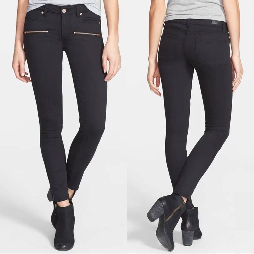 Paige Indio Zip Ultra Skinny in Steel Black Sz 26